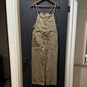 Olive Button-Front Jumpsuit